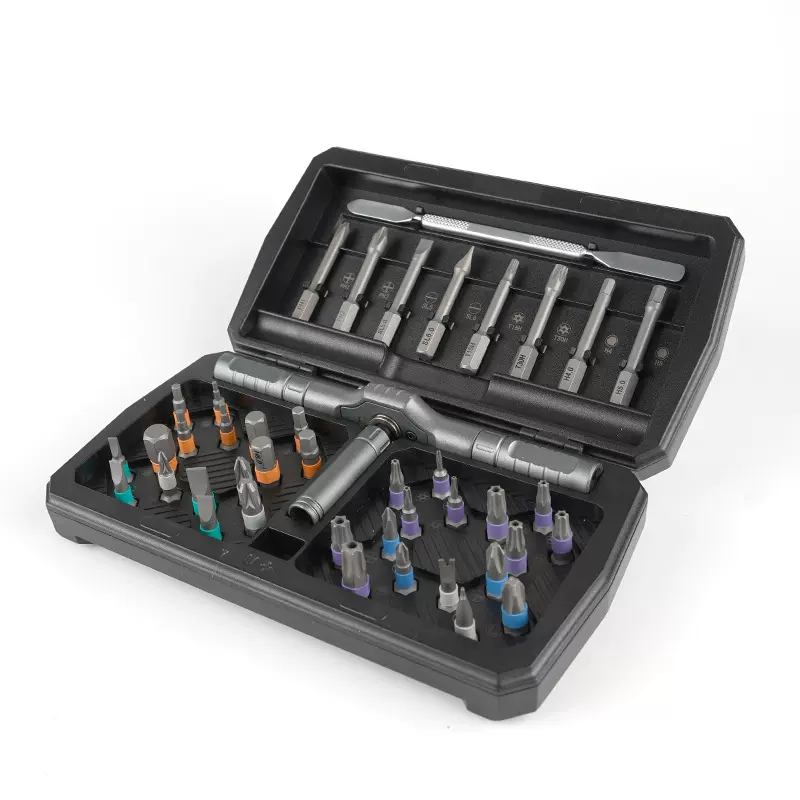 跨境亚马逊棘轮多功能螺丝刀套装批头组合手动家用维修工具42合1