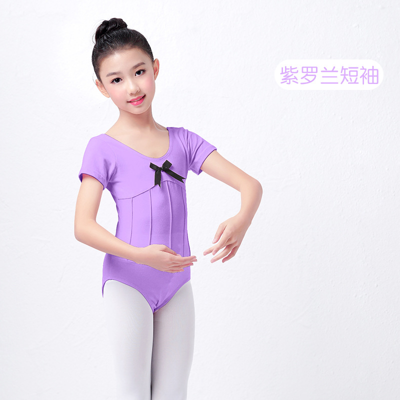 Ropa de baile Ropa de práctica para niños y niñas Ropa de actuación con lazo de manga larga de primavera y otoño Ropa de actuación Ropa de gimnasia corporal para niños
