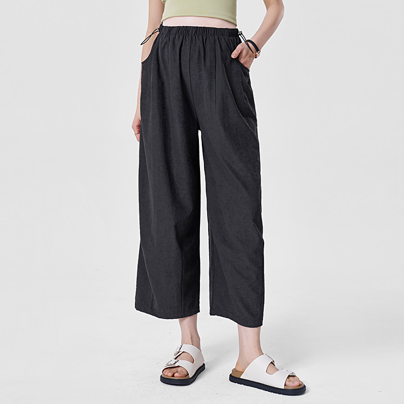 Masanon Maternity Pants Summer Thin Style for Outerwear 2026 New Model Without Belly Support, Non-Tightening on the Stomach, Nine-Point Wide-Leg Pants