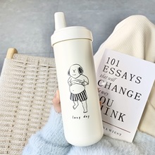 奶茶保温杯750ml 个性化咖啡女孩杯子粗吸管吸珍珠奶茶杯子