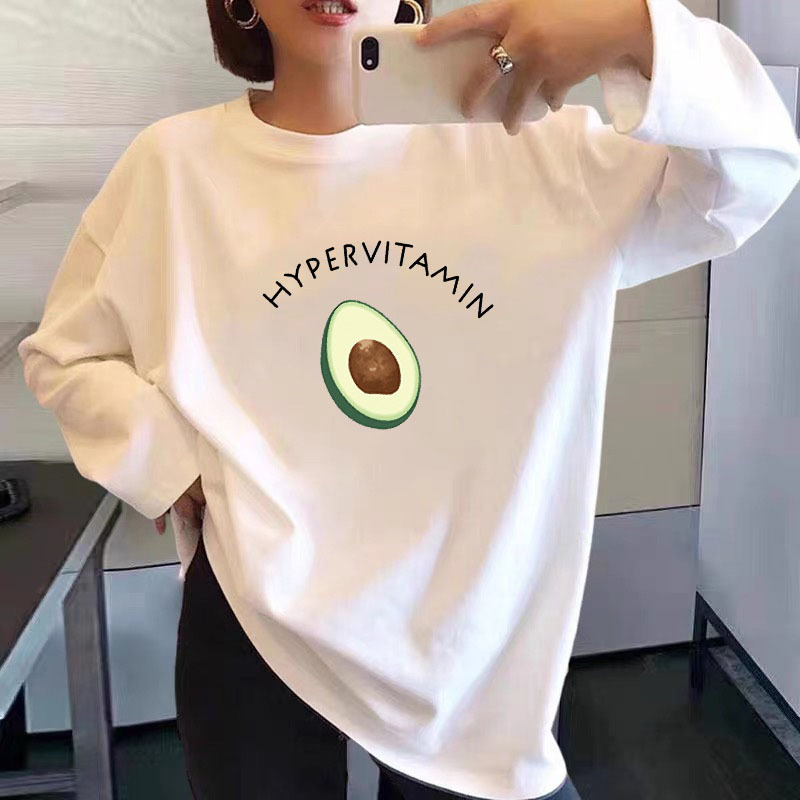 Camiseta de manga larga de algodón puro para mujer Camiseta blanca de talla grande grasa MM suelta de moda para mujer camisa de fondo 2025 primavera y otoño top