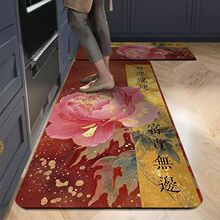 富贵牡丹家用厨房专用地垫硅藻泥吸水防滑脚垫耐用长条易打理地垫