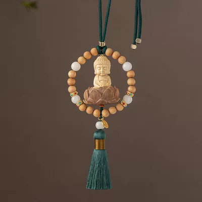 Car hanging, Luck Pendant New Car - dark-green-little-buddha-blessing-style
