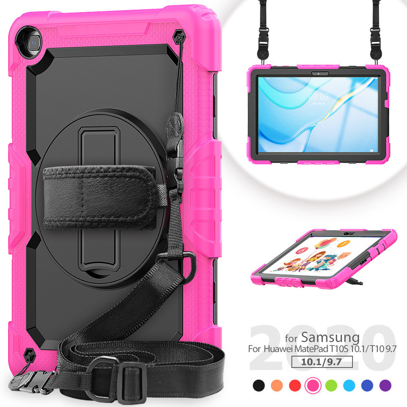Suitable for HuaweiT10 Lenovo M10 Tablet Protective Cover P610 /HD10 Silicone Anti-fall Shell Rotating Bracket