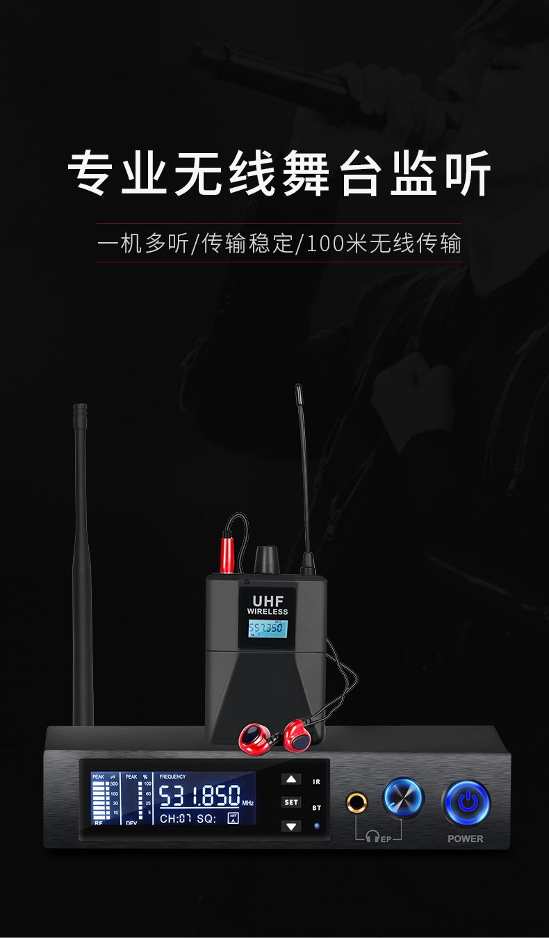 Professionelle kabellose In-Ear-Monitor-Kopfhörer mit Mikrofon für Bühnenauftritte, Outdoor-Performance, Sänger und Live-Streaming