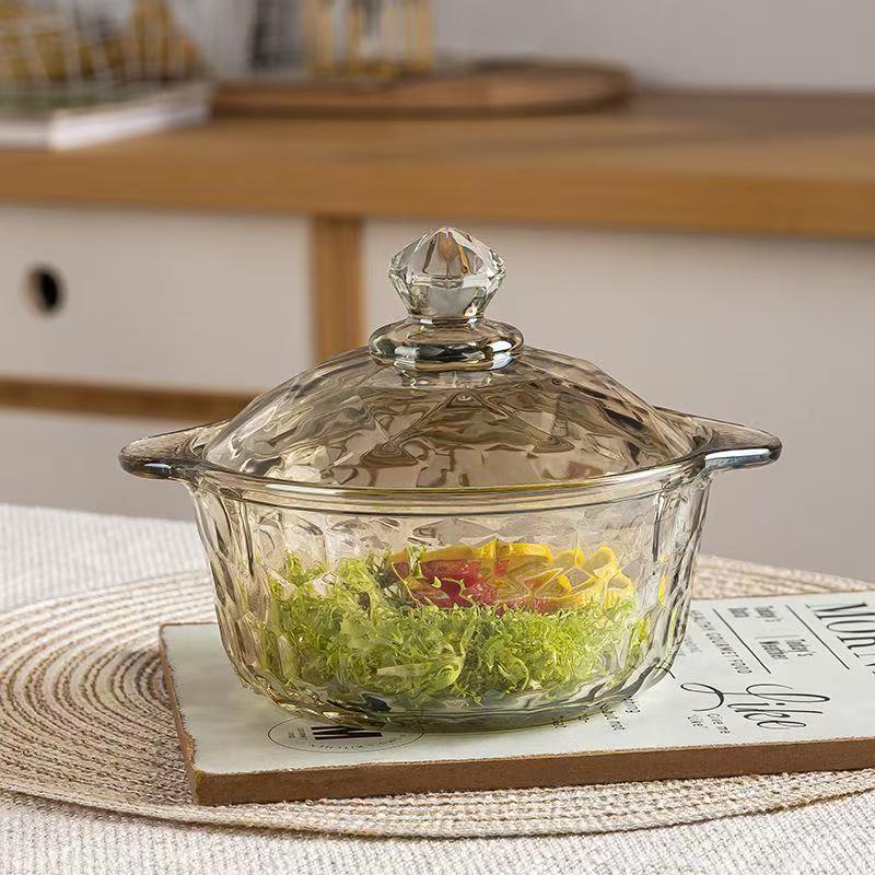 Soup bowl instant noodle bowl borosilicate glass bowl ironing bowl rice bowl salad bowl microwave amber transparent color