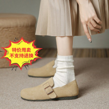惠州百搭真皮厚底博肯鞋女2024春季新款牛皮休闲外穿软底圆头单鞋