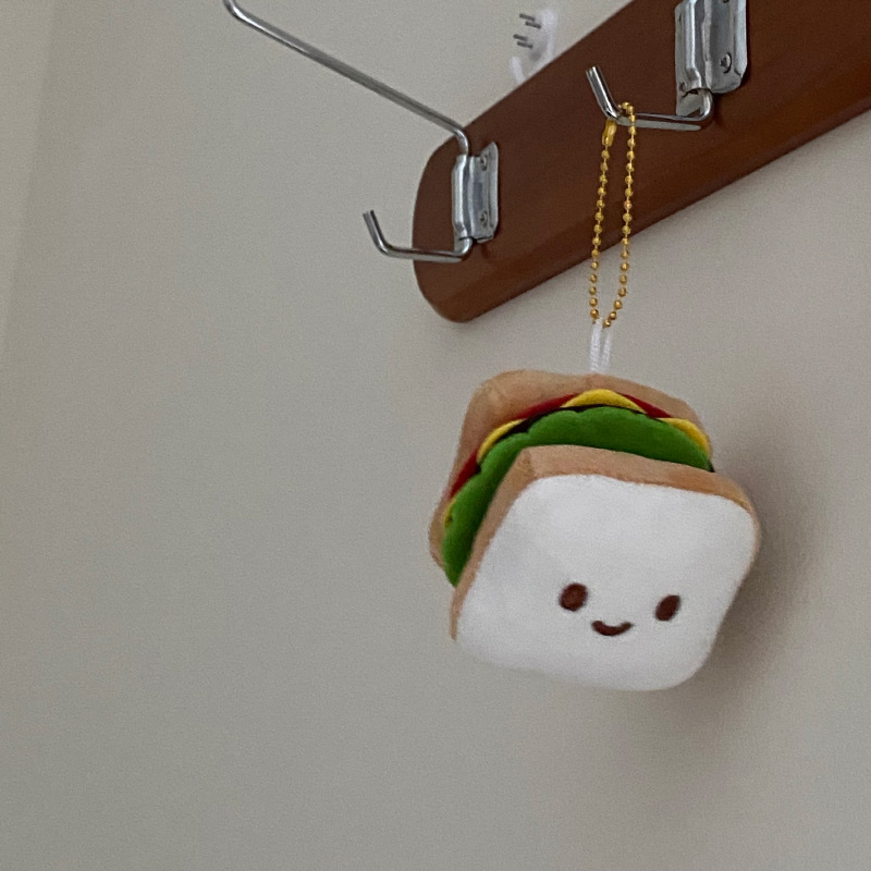 Women's Gender Cute Style 1 Piece Bag Hamburger Emoji Face Bag Pendant Keychain Plush Women's Cute Bag Pendant Keychain