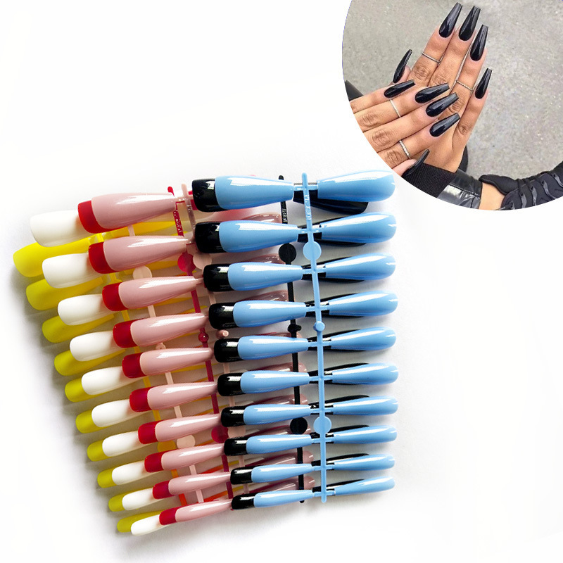 Nail Hot-Selling European and American Style Long Coffin Nails, Trapezoidal Fake Nail Tips, Solid Color Glossy Strips, Pack of 24 Ballet Nails Nail Hot-Selling European and American Style Long Coffin Nails, Trapezoidal Fake Nail Tips, Solid Color Glossy Strips, Pack of 24 Ballet Nails