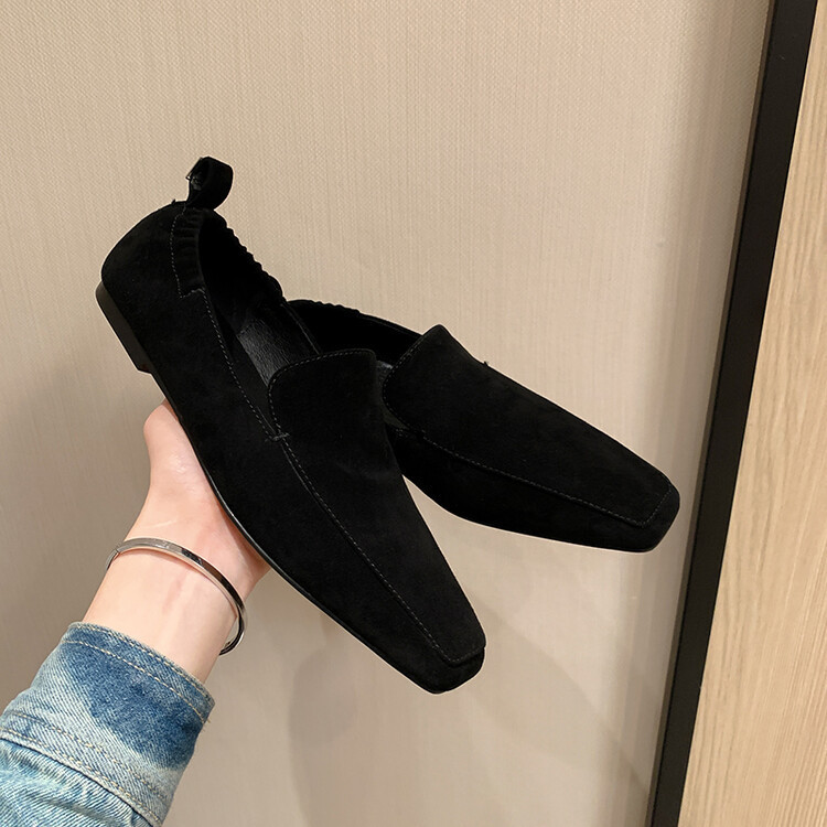 复古乐福鞋女舒适平跟单鞋2025春秋新品方头一脚蹬深口小皮鞋女鞋|undefined
