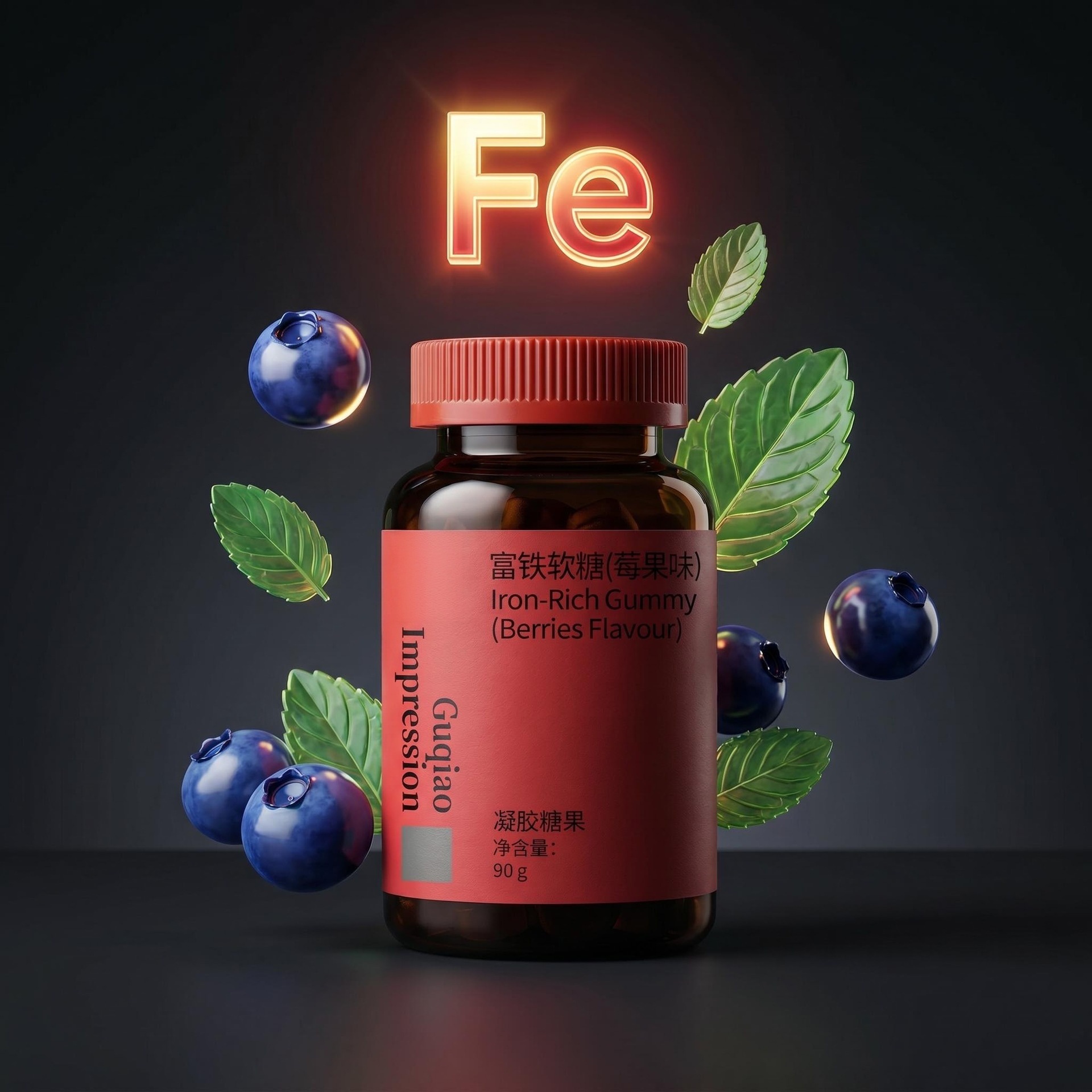 Iron-Enriched Jujube Gummy Candy Berry Flavor 90g Jar Soft Chewy Red Date Gel Candy overview