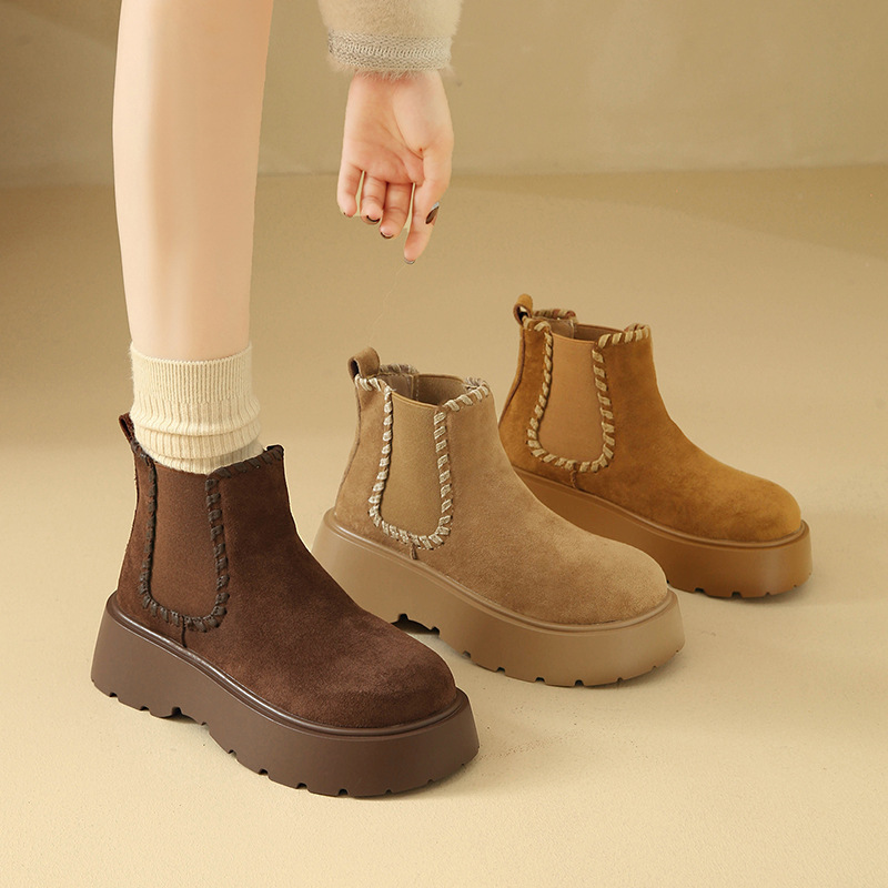 厚底增高马丁靴女2025新款秋冬复古保暖显瘦勃肯短靴美拉德女靴