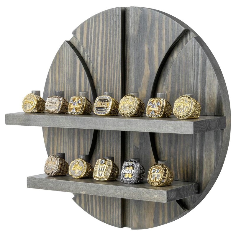 Solid Wood Sports Ring Holder Wall-Mounted Sports Tournament Ring Stand Jewelry Storage Display Rack