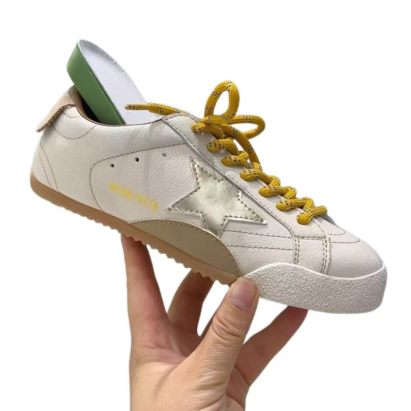葡萄妈同款真皮德训鞋2025夏秋新款韩系星星做旧休闲运动脏脏鞋|undefined