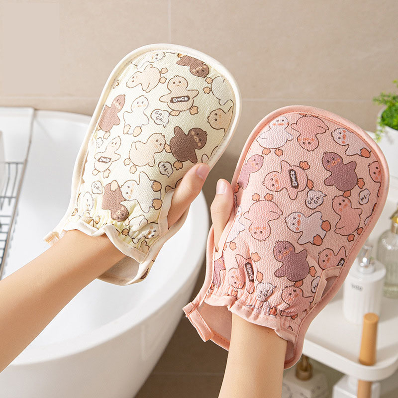 Leak-proof bath glove, cute duck cartoon shower scrubber, thick back scrubbing sandpaper, mud-free, painless bath glove, shower scrubber