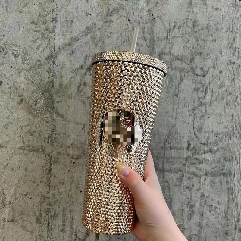星⭐同タイプのプラスチックカップザクロ蓮カップ卸売り高颜値ストローカップ紙箱付きコップロゴ自慢メッキ|undefined