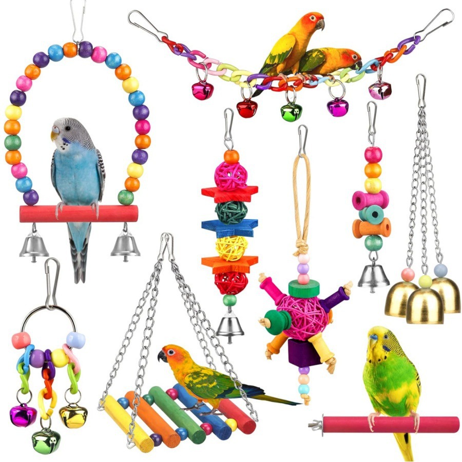 Juegos de juguetes de pájaros explosivos transfronterizos de artículos de pájaros roer y tirar juguetes de pájaros para aliviar el aburrimiento escaleras columnas juguetes de loros image 17