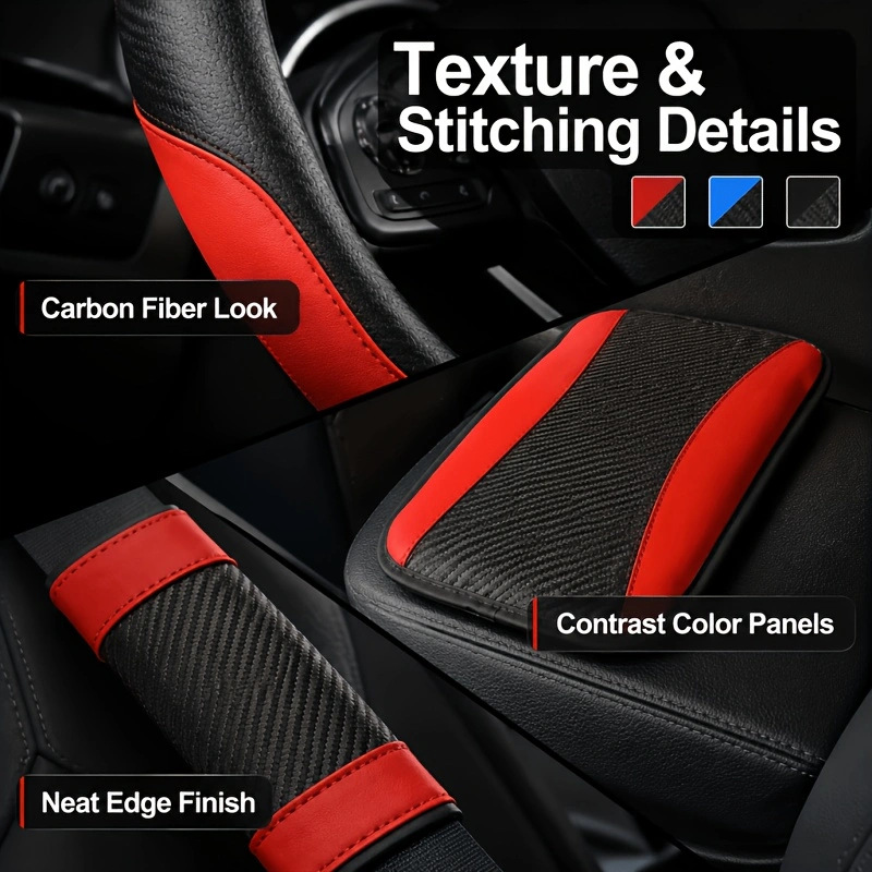 Cross-Border Foreign Trade Specializes in Supplying a 6-Piece Car Interior Set: Steering Wheel Cover, Shoulder Protector, Gear Shift Cover, Handbrake Cover, Armrest Pad