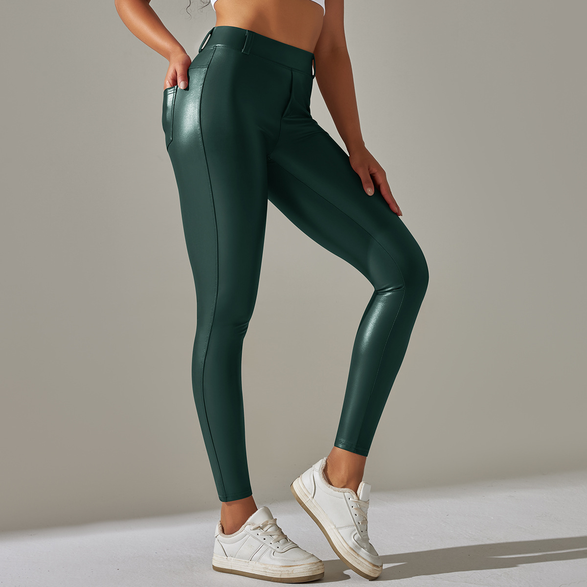 Modern Style Solid Color Chemical Fiber Blending Polyester Active Bottoms Skinny Pants display picture 67