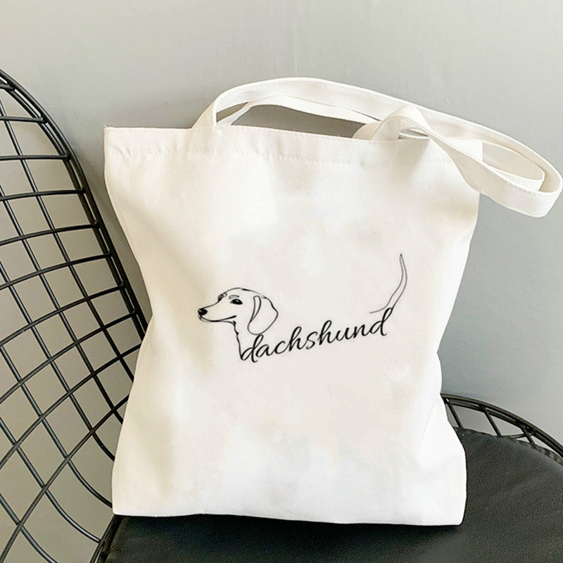 Dachshund Shopping Bag Handbag Travel Designer Large Capacity New Simple Carrying Schoolbag Shoulder Bag for College Students
