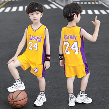 男童篮球服套装夏季薄款速干球衣背心无袖儿童湖人科比24号训练服