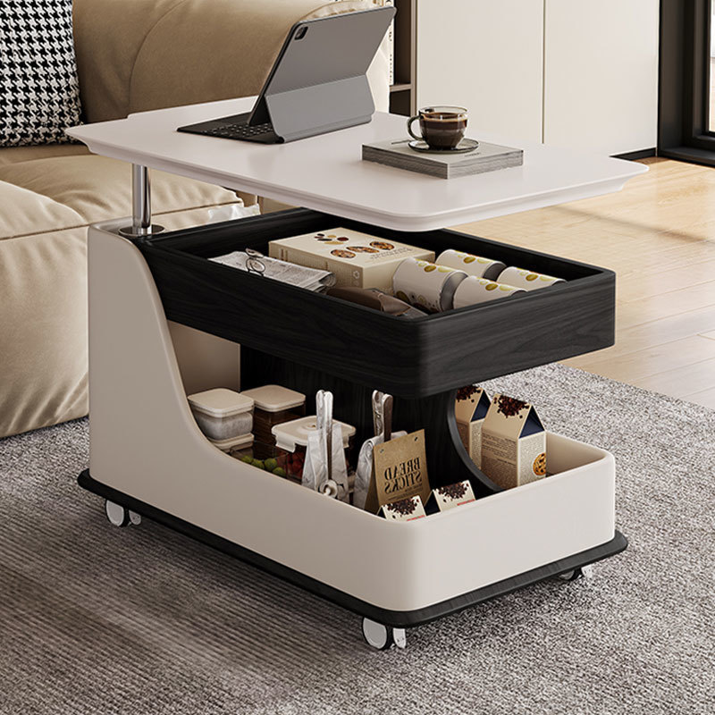 Elevación multifuncional de madera sólida creativa sala de estar casera mesa de té pequeña casa móvil sofá borde pequeño carro tabla de roca
