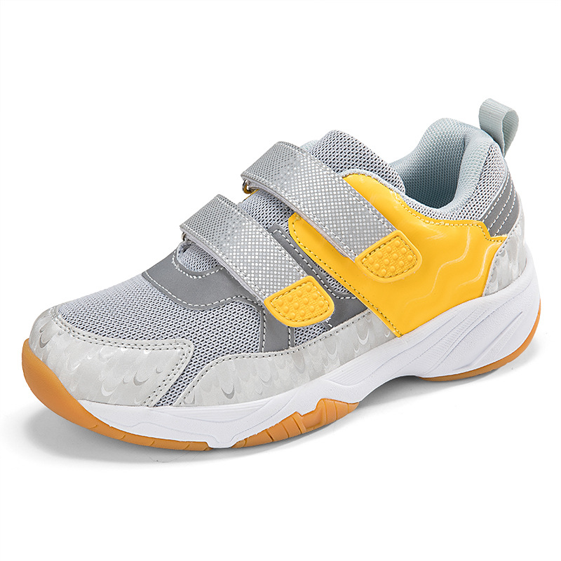 Zapatos de bádminton, zapatos para niños de cuatro estaciones, transpirables y fluorescentes al aire libre, entrenamiento de velcro transpirable para interiores, zapatos deportivos resistentes al desgaste
