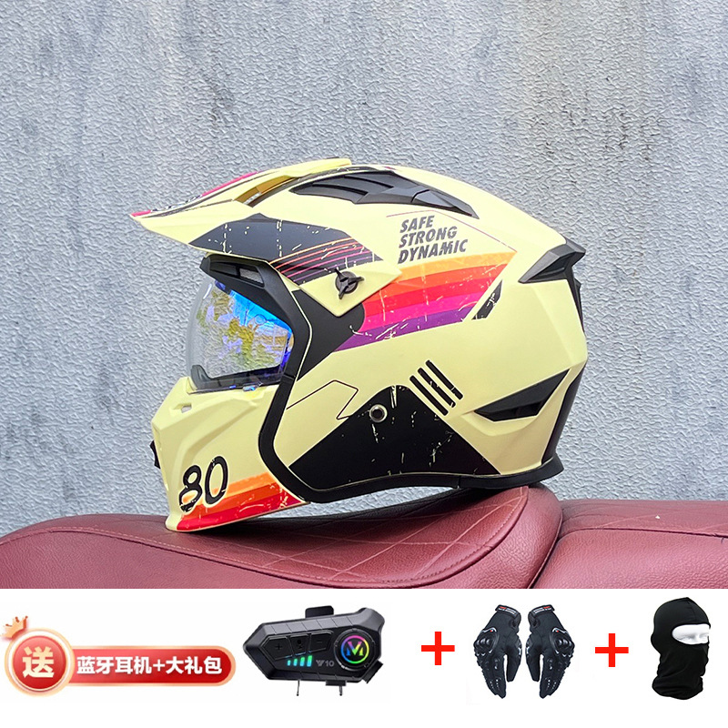 La motocicleta Orz Street Fighter se puede instalar con un casco Bluetooth para hombres y mujeres, un casco completo, una locomotora de cuatro estaciones, un casco combinado 3C extraíble retro