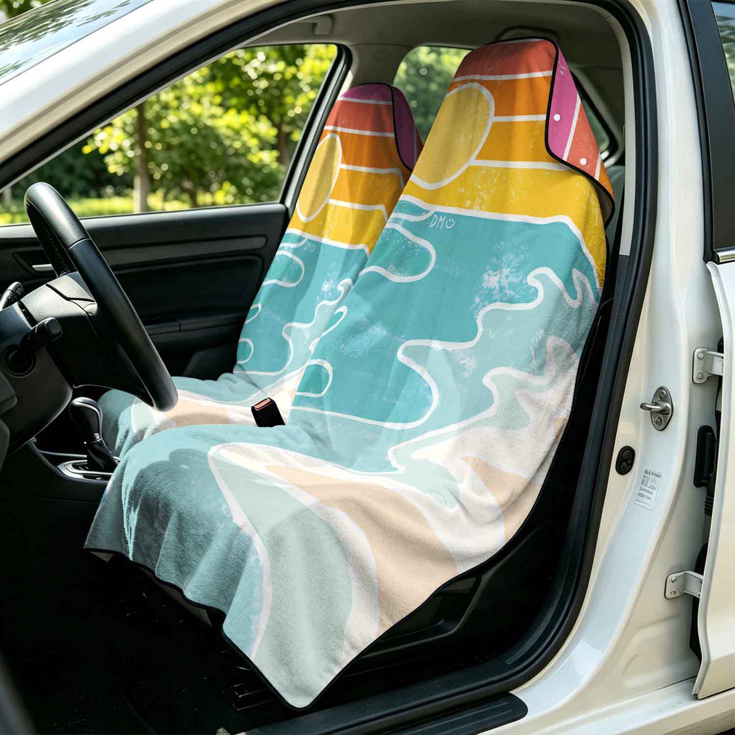 2-piece dual-use car seat cover, ultra-fine fiber, can be used as a beach towel, printed car protective seat cover 6