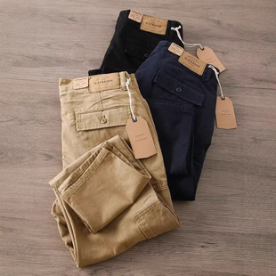 Autumn and Winter Japanese Style Casual Overalls Men's Straight Loose Wear-Resistant Textile Elaine Cotton American Style Wide-Leg Trendy Brand Long Pants