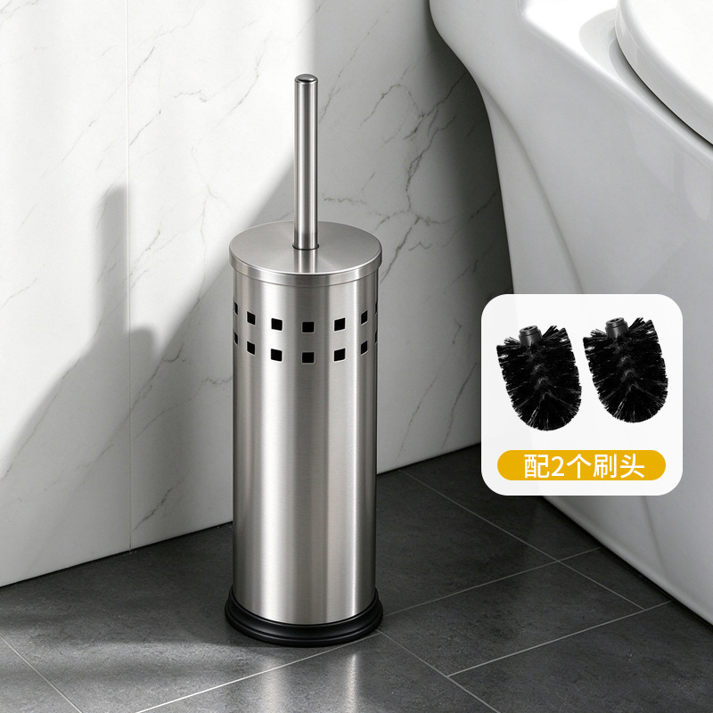Juego de cepillos de inodoro de agujero cuadrado de acero inoxidable, cepillo de limpieza de inodoro para uso doméstico, cepillo de inodoro de mango largo, cabezal de cepillo doble image 1