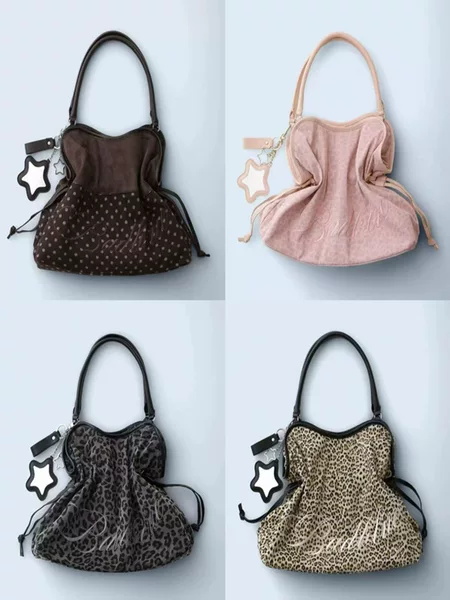 Korean Badblue Xue Yun Same Style Retro Leopard Print Large Capacity Handbag Armpit Bag Crossbody Bag Women's Bag
