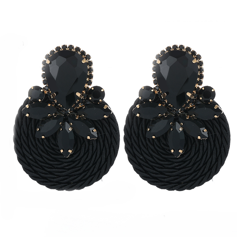 fashion personality new earrings round earrings diamond braided earrings