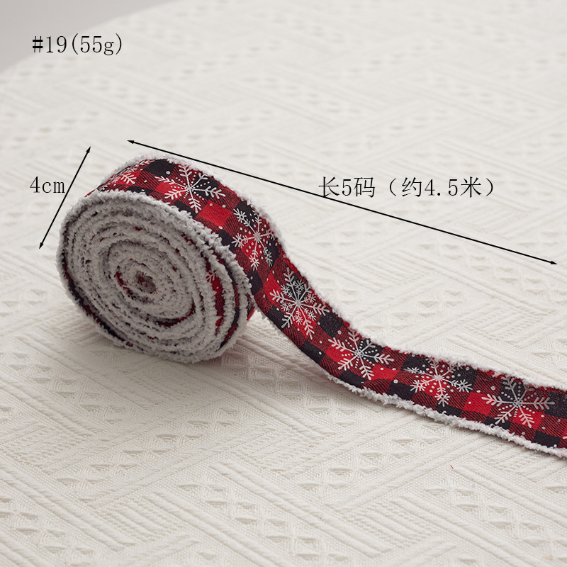 Buscando madera colgante de árbol de Navidad cinta DIY arco material decoración 5cm cinta de Navidad impresión lino