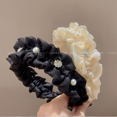 Korean-style Summer Instagram-Worthy Cute All-Match Rhinestone Heart-Shape Elegant Pleated Hairband for Women — Wholesale Fashionable Hair Accessories