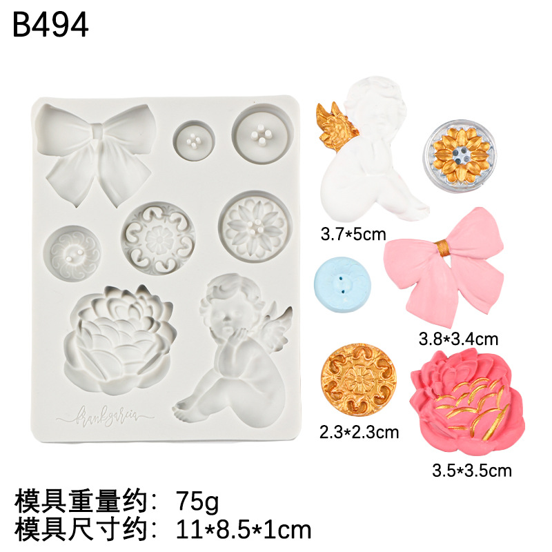 Alas de ángel, fondant, pastel de chocolate, decoración, pegamento hecho a mano, botón de lazo, molde de silicona de angelito