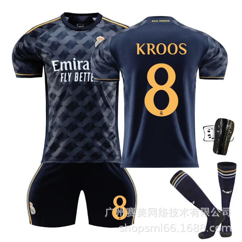 2324 Real Madrid fuera de zafiro azul Jersey N ° 10 Modrich 7 Winnie Croc 5 Bellingham fútbol uniforme traje