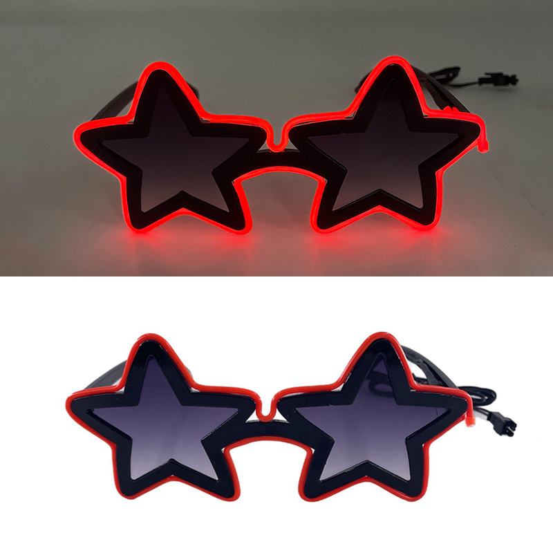 Nuevas gafas luminosas LED, barra de fiesta, festival de música de Bengdi, gafas luminosas de estrella de cinco puntas, accesorios brillantes