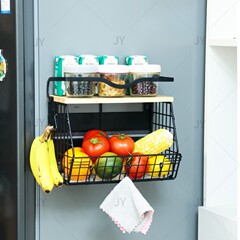 壁掛け式家庭用オーバーレイ取り外し可能多機能フルーツ収納ラックキッチン整理収納ラック