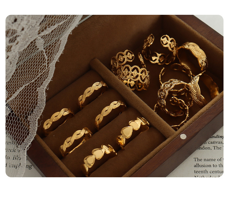304 Stainless Steel Material Wholesale Jewelry Fashion Geometric 304 Stainless Steel 18K Gold Plated Open Ring