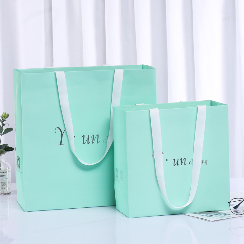 彩印服装购物袋子蒂芙尼蓝色礼品纸袋加厚手提宣传袋化妆品包装袋