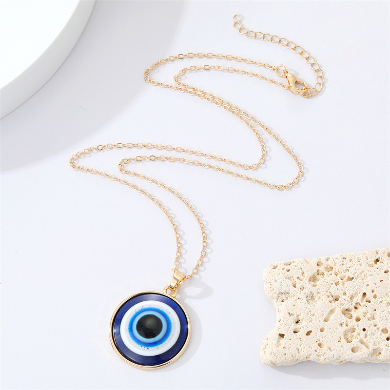 European CrossBorder Sold Jewelry Retro Simple More Sizes Devils Eye Necklace round Blue Eyes Clavicle Chain Femalepicture4