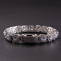 Chi Chu の同じ 10 ミリメートルスクエアロックシュガージルコンマイクロスタッズダイヤモンドブレスレット HipHopBlingChain ジュエリーネックレス