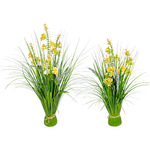 轻奢蝴蝶兰花桶草 仿真金莲花客厅绿植小盆栽仿生植物造景装饰