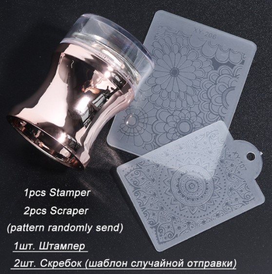Transfronterizo nuevo sello de silicona de uñas galvanoplastia grande cabeza de impresión transparente completa 3,8 cm con tapa herramienta de impresión DIY