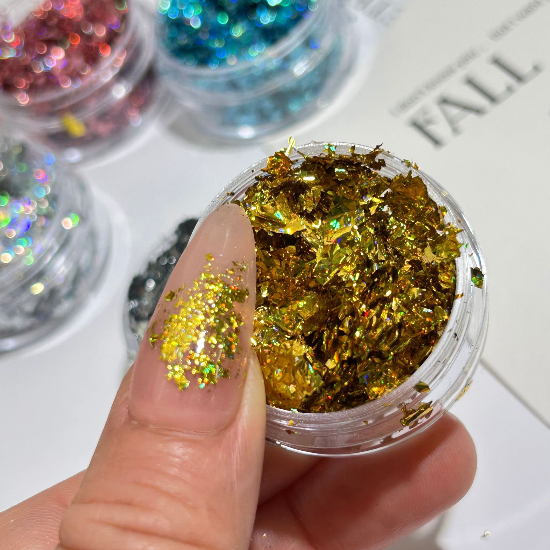 Gold Foil Nail Art Jewelry Gold Foil Fragments Internet Popular Nail Polish Glue Decorative Sticker Sequin E-commerce Cross-border