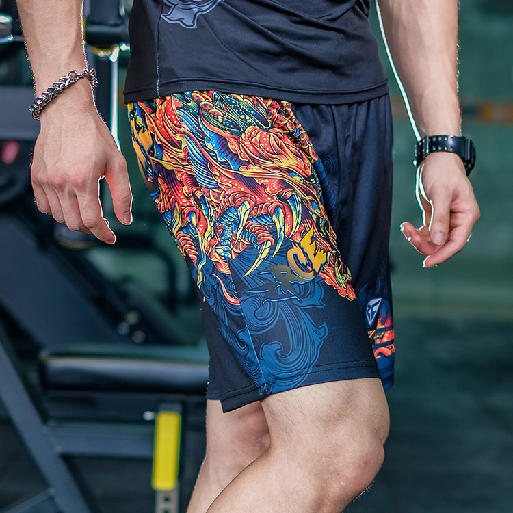 Sports shorts men's quick-drying fitness basketball running fighting training plus size trendy casual cropped loose short pants