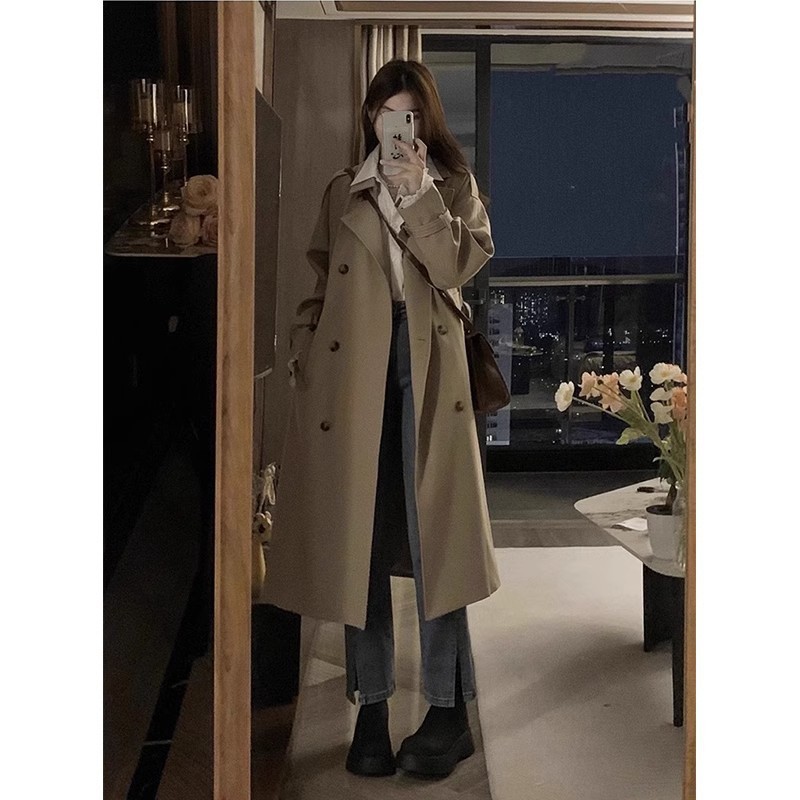 外套女高级感其色风衣秋流行小个子中长款大【原版做法开凤眼】。|undefined