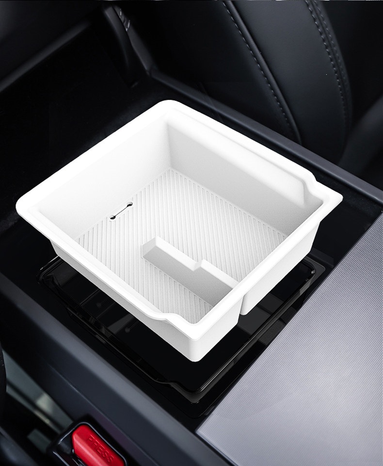 Suitable for Tesla's New Version Model Y/Yl/3 Center Console Storage Box Armrest Box Silicone Double-Layer Car Accessory