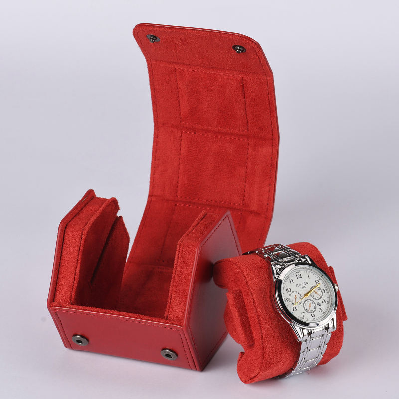 新款5色皮革天鹅绒六边形1表位2表位3手表位旅行箱带扣收纳盒